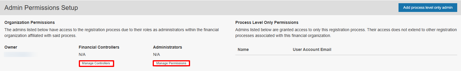 Permissions tab showing Add New Controller and Add New Administrator buttons