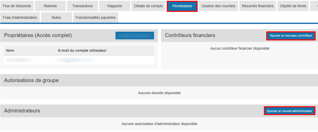 Menu de navigation gauche du tableau de bord avec Finances et comptabilité en surbrillance