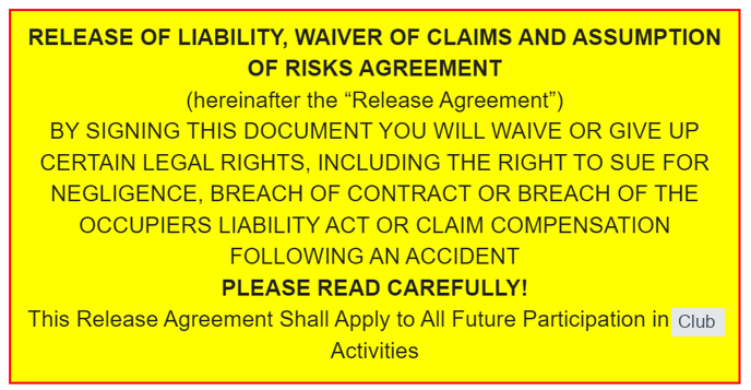 Waiver passage shown with a yellow background and red border