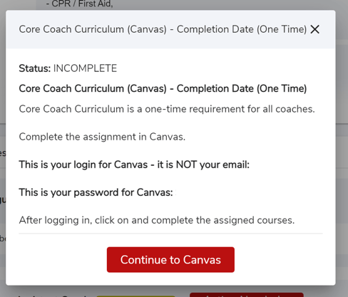 Canvas course requirement with sign-in details