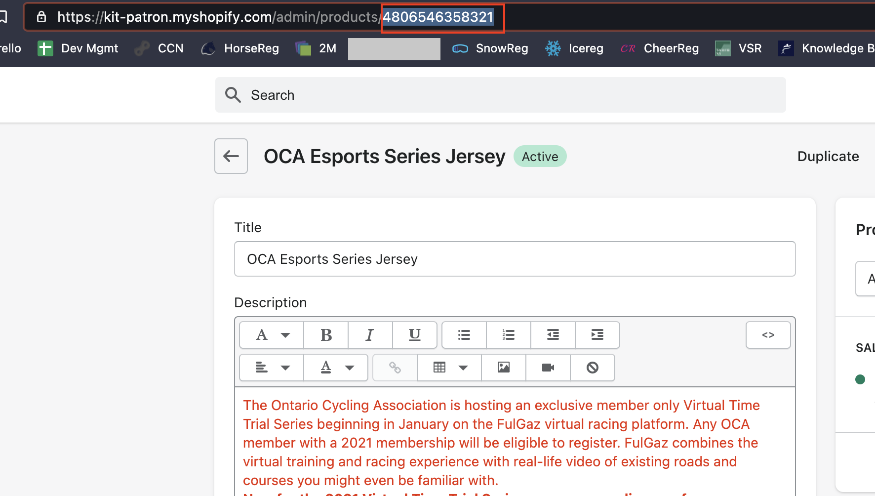 Adresse du produit Shopify se terminant par l’ID de produit
