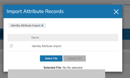 Fenêtre d’importation avec Identity Attribute Import coché