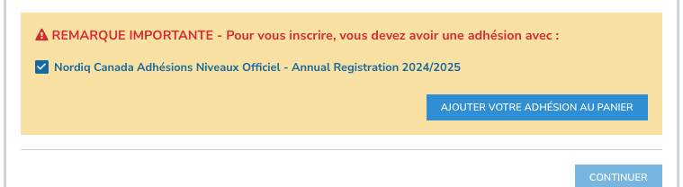 Ajouter l’adhésion au panier en consignant l’expérience