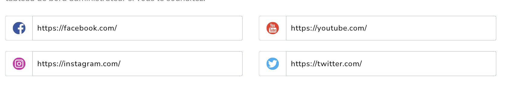 Social media links fields