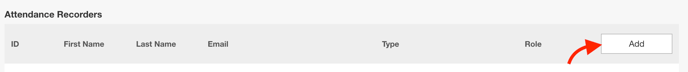 Tableau Attendance Recorders avec le bouton Add