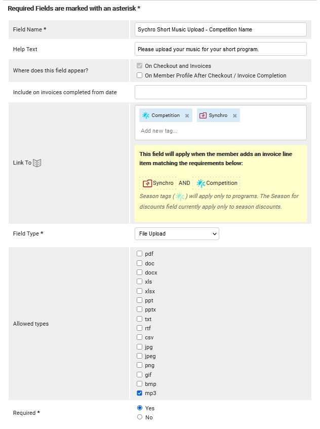 Champ de téléversement de musique de type File Upload