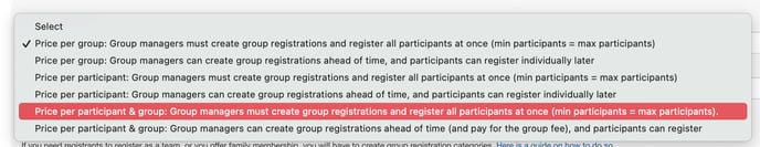 Mode d’inscription de groupe qui facture chaque participant