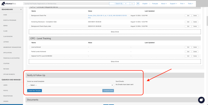 Notify & Follow Up dans Membership Details