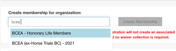 Create membership for organization avec l’adhésion honoraire