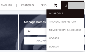 Menu du compte avec le lien vers le profil
