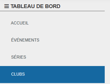 Onglet Clubs du tableau de bord