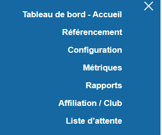 Menu ouvert avec l’onglet des affiliations