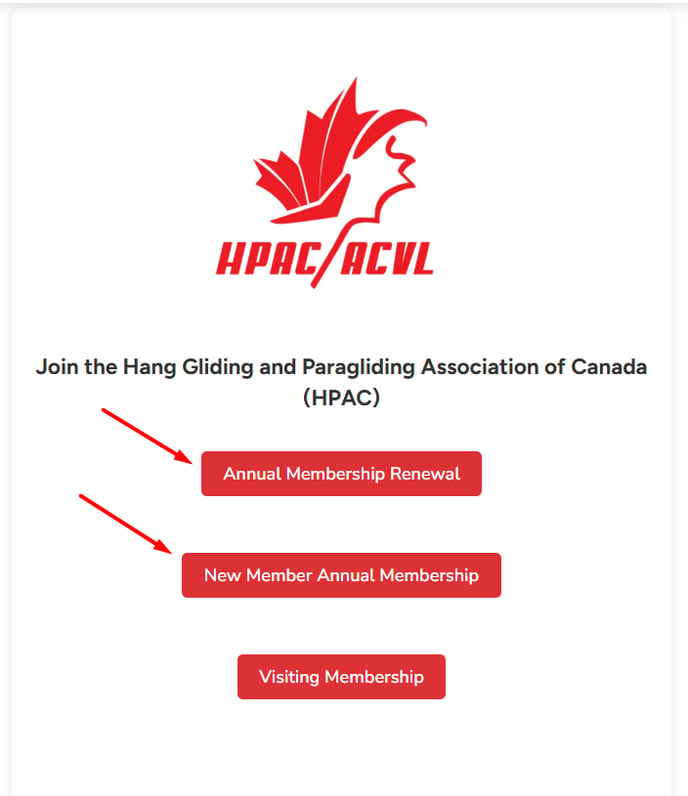 HPAC membership page with renewal and new member options