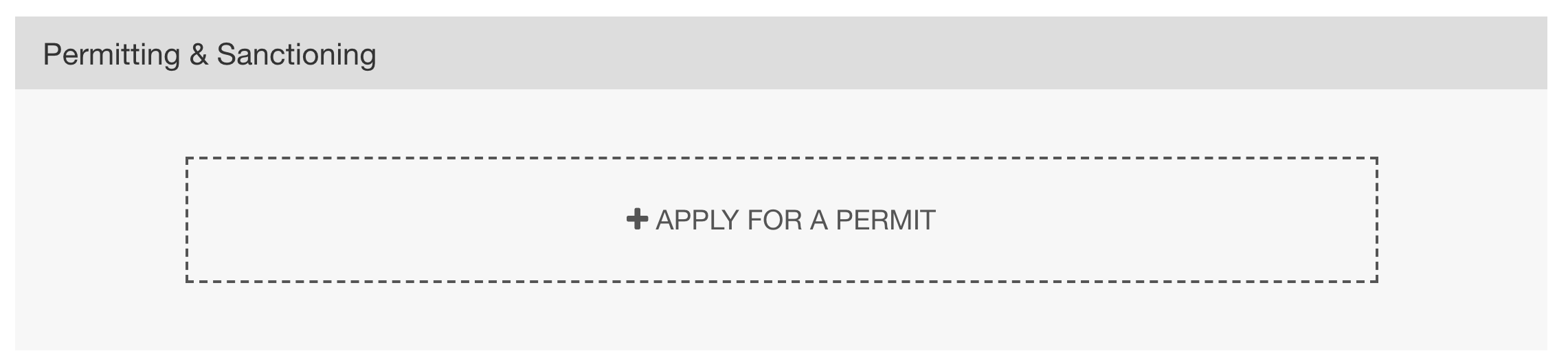 Section Permitting & Sanctioning avec Apply for a Permit