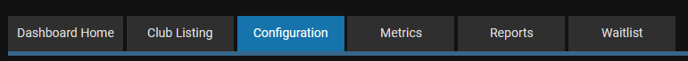 Dashboard tabs with Configuration selected