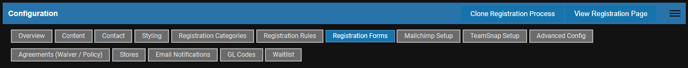Configuration tabs with the Registration Forms sub-tab