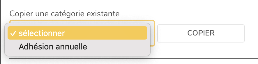 Outil Copier une catégorie existante