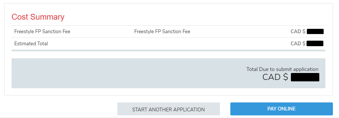 Cost summary with Pay Online