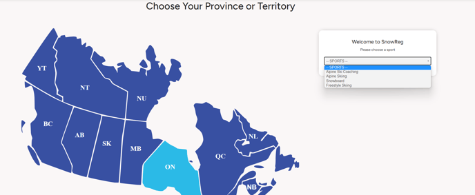 Carte du Canada avec le choix des provinces