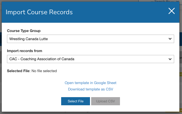 Choosing the course type group and source system