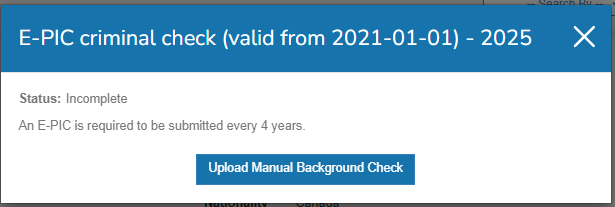 Upload Manual Background Check button