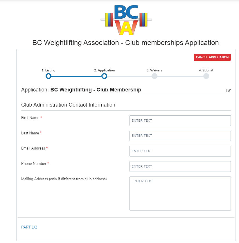 Questions de la demande d’adhésion de club