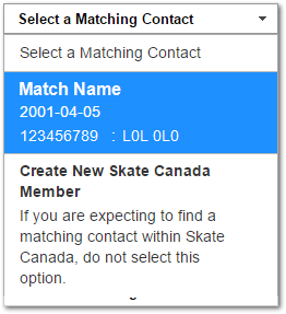 Select a Matching Contact avec une correspondance proposée