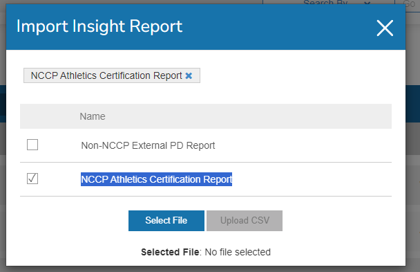 Liste des types de rapport avec NCCP Athletics Certification Report